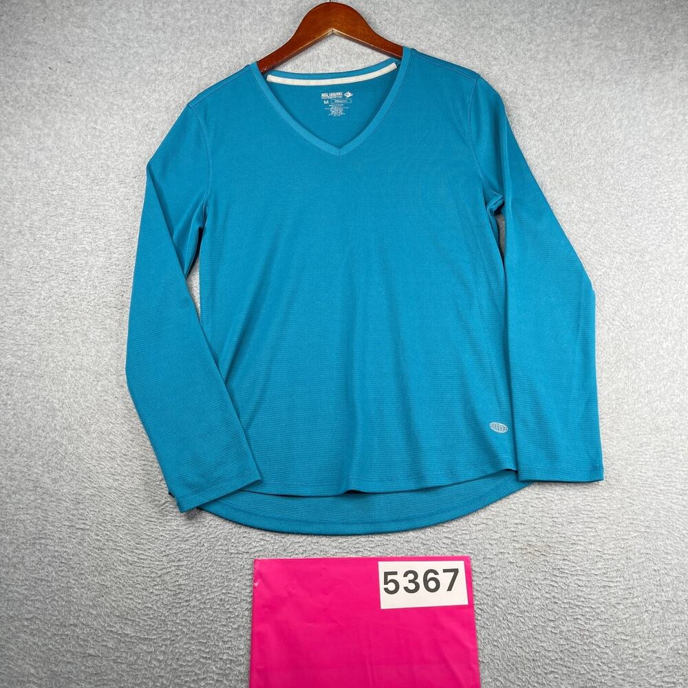 Reel Legends Freeline V Neck Teal Shirt Long Sleeve Performance Womens Medium